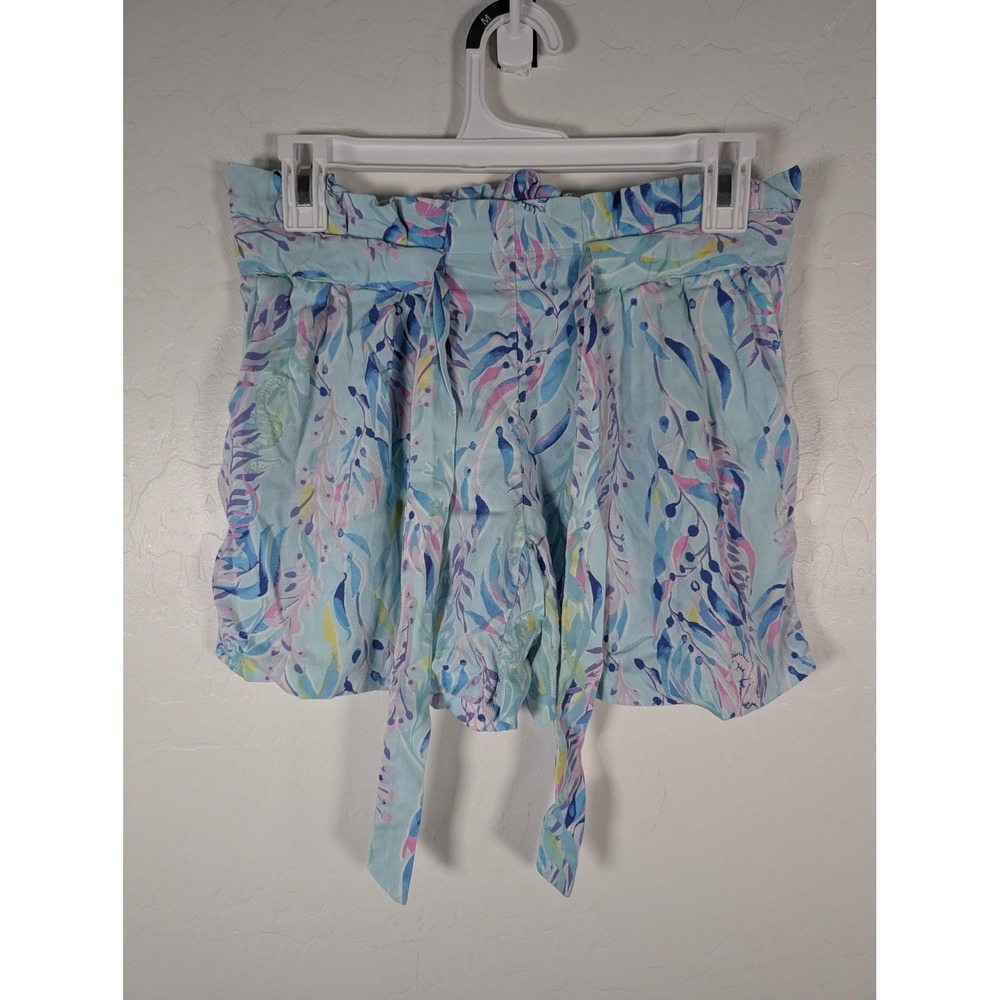 Lilly Pulitzer Shorts Womens 00 Blue Pastel Seahorse Print‎ Tie Waist Summer